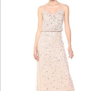 Adrianna Papell Blush Beaded Long Dress w/Blouson